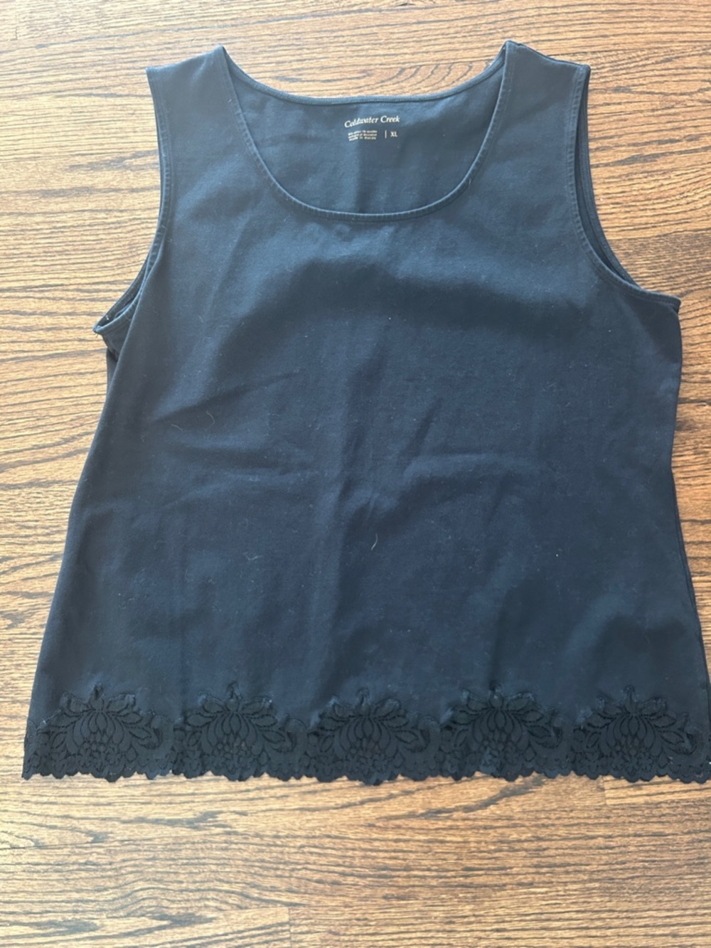 Coldwater Creek NWOT Black Tank Top with Lace Hem